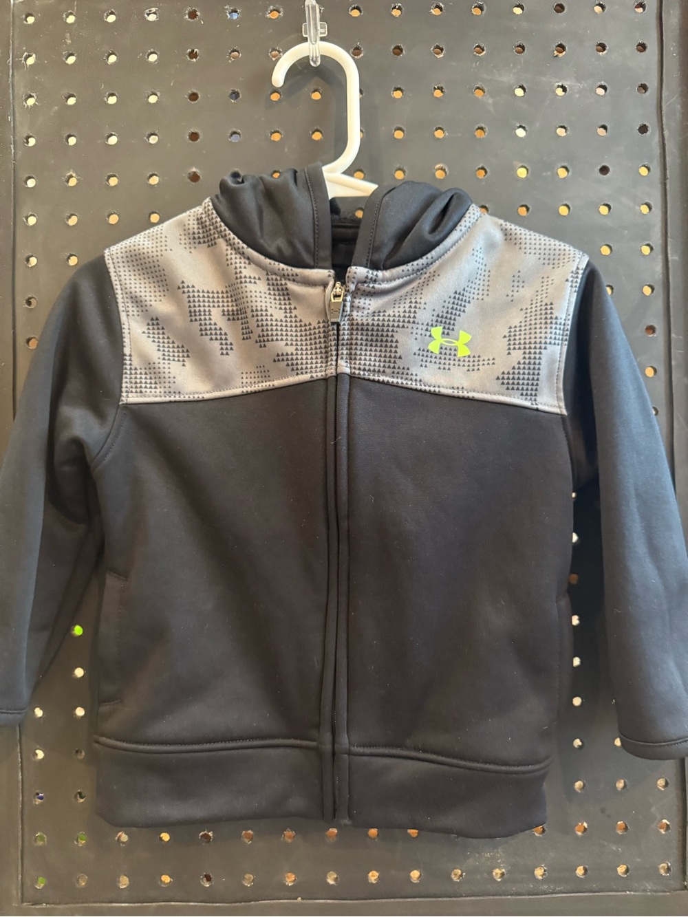 Under Armour Black & Gray Full-Zip Hoodie with Neon Logo